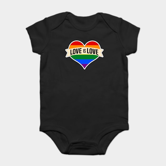 Love is Love Heart Gay Pride Rainbow Baby Bodysuit by MilotheCorgi